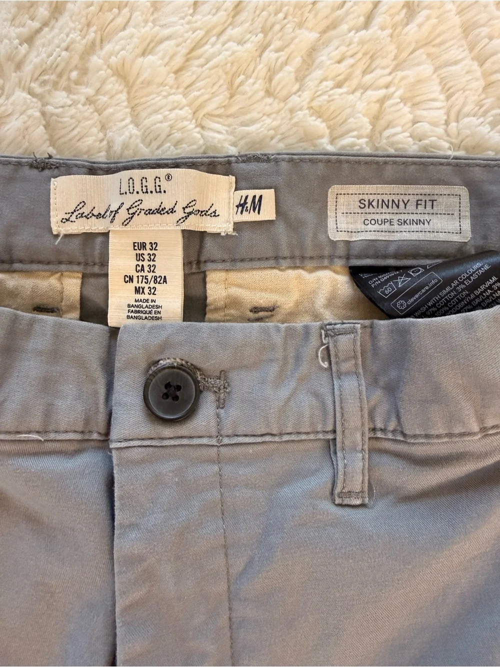 H&M Men's Gray Skinny Fit Chino Pants